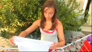 Mary fucks a dildo in the garden