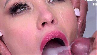  Bukkake. Lola Taylor gulps 67 huge cumshots